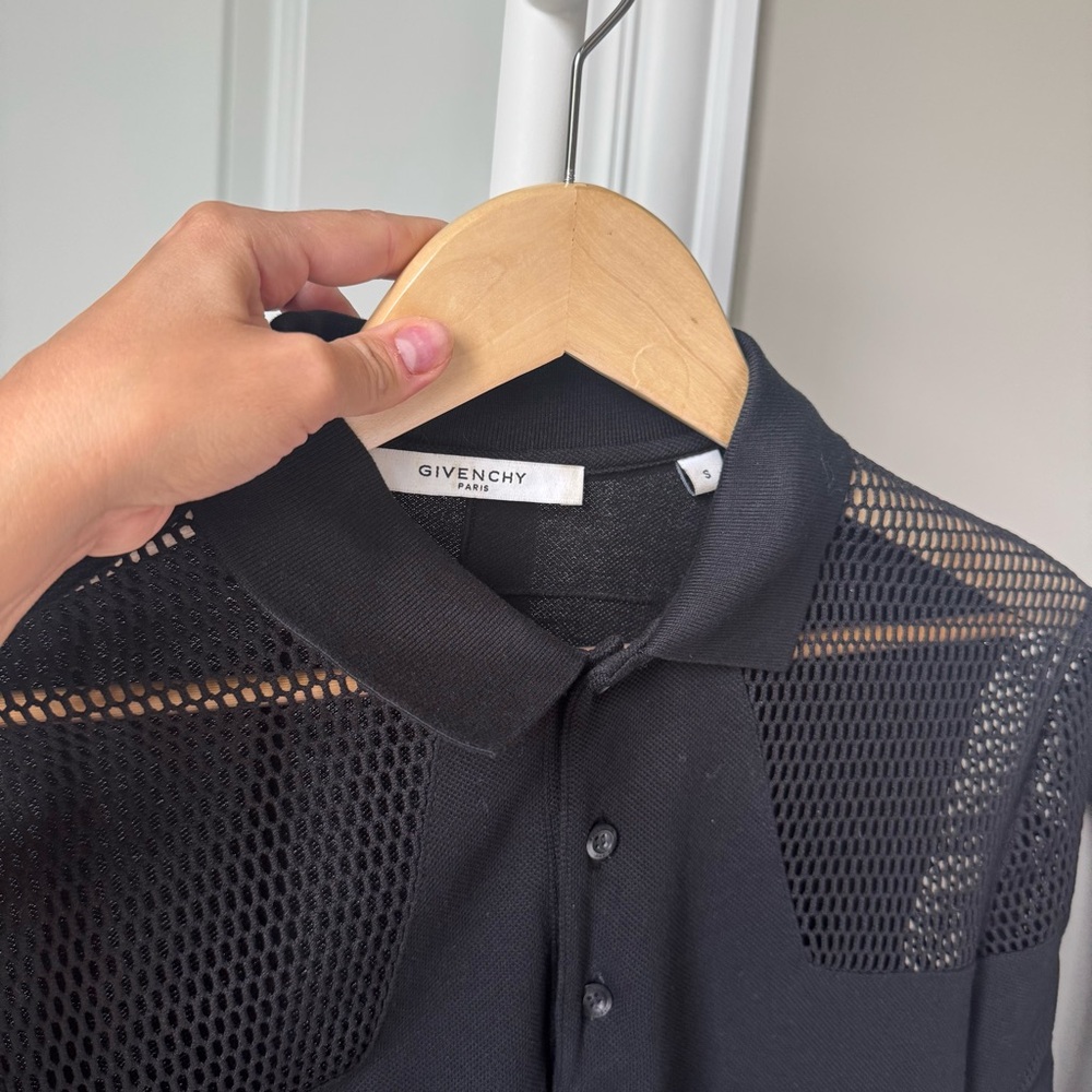 Givenchy Black Polo with Sheer Mesh Panels - Picture 6 of 7